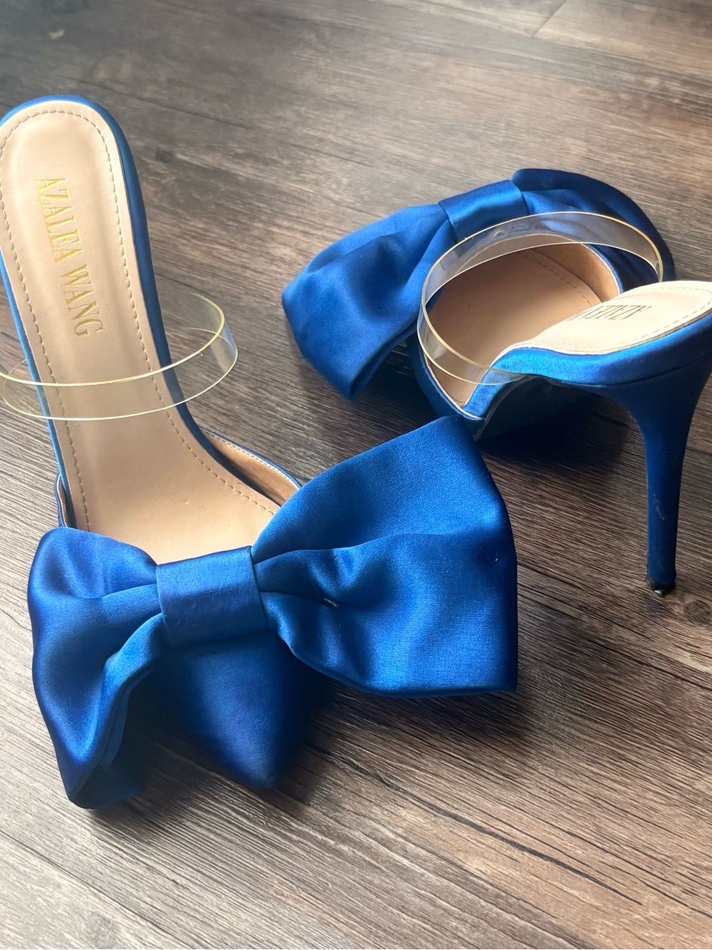 Nalla Wang Royal Blue Satin Bow Stiletto Heels